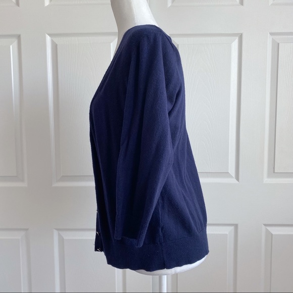 NY & Co Navy 3/4 Sleeve Button Down Cardigan - Picture 2 of 7